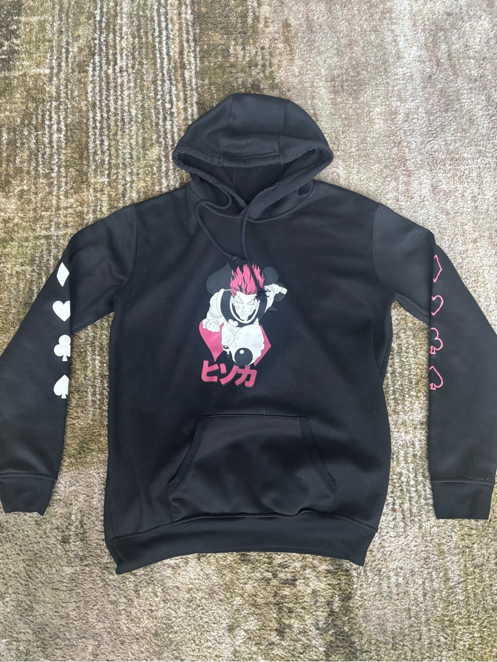 SHEIN Black Crewneck Hoodie with Pink Graphic